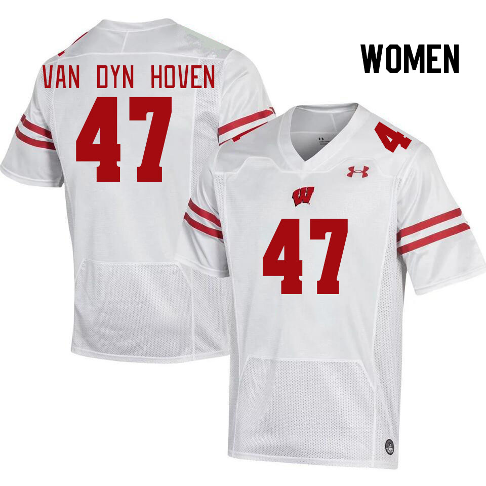 Women #47 Evan Van Dyn Hoven Wisconsin Badgers College Football Jerseys Stitched Sale-White - Click Image to Close